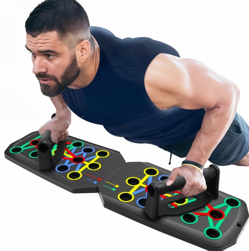 Push-Up Board with 28 Holes and 2 Resistance Bands